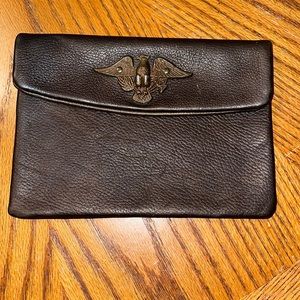 Vintage leather steampunk large money bag wallet